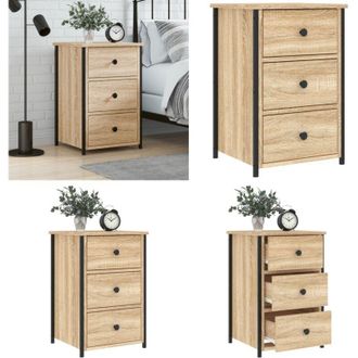 vidaXL Comodino Rovere Sonoma 40x36x60 cm in Legno Multistrato - Comodino con cassetti - Comodino in ferro