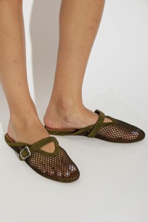 Alaia Slides With Strap, Womens, Green