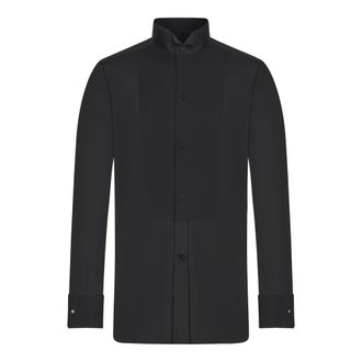 Tom Ford Casual Shirts, male, Black, 3XL, Cotton Piqu&eacute; Plastron Shirt