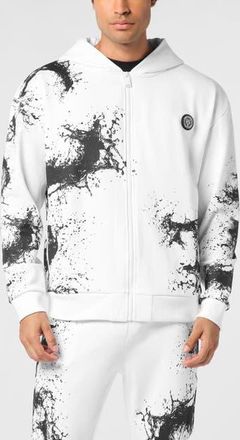 Plein Sport Zip Hoodie Splash Men in White at Nordstrom, Size Xxx-Large
