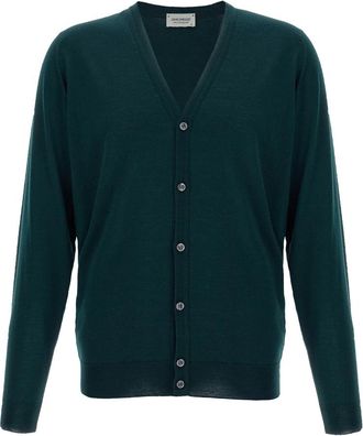 John Smedley Petworth Wollen Cardigan - Heren - Vesten - Groen - XL - Wol - Truien & Vesten