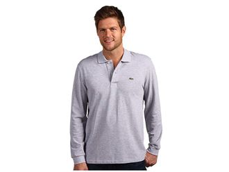 Lacoste Long Sleeve Classic Chine Pique Polo Shirt Mens Clothing Silver Grey Chine : XXS (EUR 2), Cotton