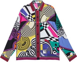 Versace Teatro Print Silk Foulard Button-Up Shirt in Multicolor at Nordstrom, Size 48