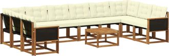 vidaXL Conjunto De Sof&aacute;s De Exterior 11 Uds. Natural Y Crema Vidaxl