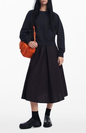 Desigual Oklahoma Two-Piece Mixed Media Sweatshirt & Sleeveless Fit & Flare Dress in Black at Nordstrom, Size X-Small