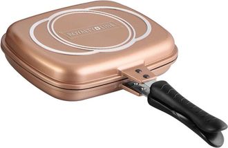 Trade Shop Trade Shop - Doppia Piastra Bistecchiera Chef Cucina Da 34 Cm Rivestimento Antiaderente Marmo