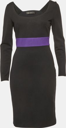 Versace Black/purple Cotton Knit Mini Dress
