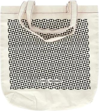 Isabel Marant Pre-owned Printed Canvas Tote - Dames - Vintage Shopper - Wit - ONE Size - Katoen - Vintage