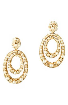 Deepa Gurnani Spencer Faux Pearl Drop Earrings in Gold/White at Nordstrom