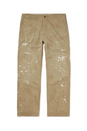 Ralph Lauren Straight-Leg Distressed Cotton-Twill Pants