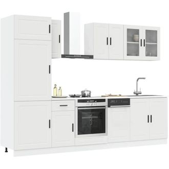 vidaXL Vidaxl - Conjunto De Armarios De Cocina porto De 8 Piezas En Madera De Ingenier&iacute;a Blanca