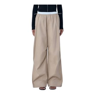 Alexander Wang Alexander Wang, Wide Trousers, female, Beige, Size: XS Wide-Leg Elasticated Waist Pants