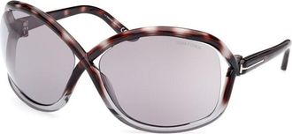 Tom Ford FT1068 55C Gradient Grey Havana/Smoke Grey Silver Flash Mirror