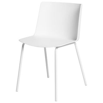 Koketto Home Silla de polipropileno blanca con respaldo ergon&oacute;mico y patas de metal