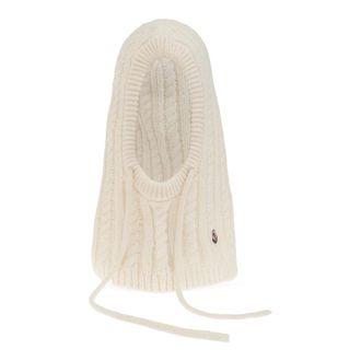 Moncler Accessoires, Dames, Beige, ONE Size, Wol, Gevlochten Alpaca Blend Balaclava