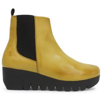 FLY London VAZE177FLY Burn Leather Womens Ankle Boots - Mustard - Size:UK 8