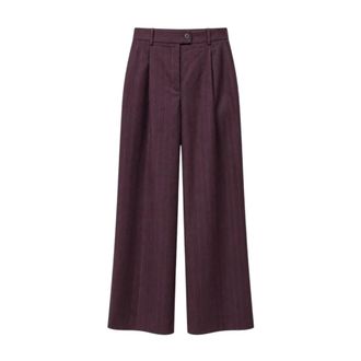 Nenette Pinstripe Palazzo Broek - Dames - Broeken - Paars - Maat: L Zijde