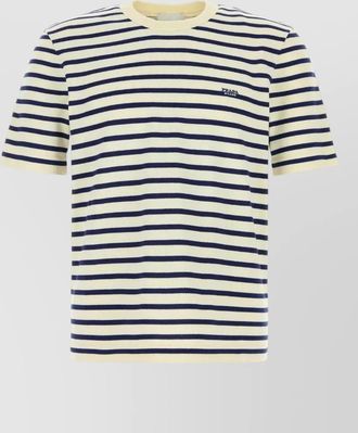 Prada cotton crew neck striped logo t-shirt