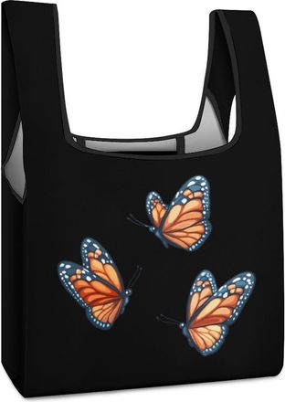 Generic Cute Monarch Butterfly Shopping Bag Reusable Grocery Tote Bag Foldable Handbag for Travel Picnic