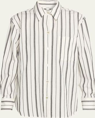 Vince Resort Stripe Oversized Long-Sleeve Shirt