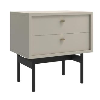 Selsey Selsey - Olar - Mesita De Noche Con 2 Cajones - 55 Cm - Greige