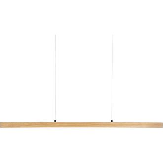 Beliani L&aacute;mpara Colgante Led Dise&ntilde;o Minimalista Con Mando A Distancia Regulador De Luz Madera De Roble Tono Claro Stewarts