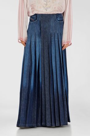 Diesel Long wrap skirt in pleated denim - Denim short pants - Unisex - Blue
