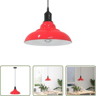 vidaXL Lampada vintage - Lampada Sospensione Regolabile E27 Rosso Lucido &Oslash;31 cm Metallo