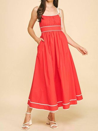 Pinch Design Marlie Sporty Dress With Tie Straps In Warm Red