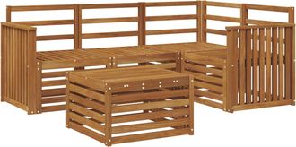 vidaXL Conjunto De Sof&aacute;s De Exterior 5 Uds. Natural Poli&eacute;ster Vidaxl