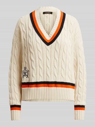 Lauren Ralph Lauren Regular Fit Strickpullover aus reiner Baumwolle in Sand, Gr&ouml;&szlig;e XL