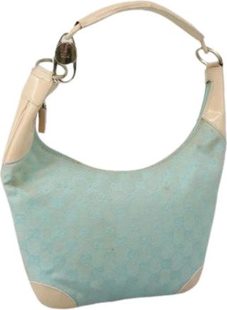Gucci Pre-owned Shoulder Bags, female, Blue, Size: ONE SIZE Pre-owned Canvas Shoulder Bag