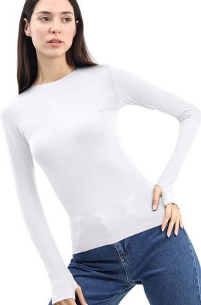 Re Tech UK Womens Cotton Thermal Long Sleeve T-Shirt with Thumb Holes - Base Layer Running Top for Gym, Sports & Yoga - Black White Thermal Vest for Women UK, (W