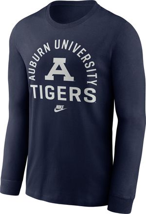Nike Auburn Legacy Arched Logo Nike Mens College Long-Sleeve T-Shirt in Blue | NKAC41SAUV-0TP