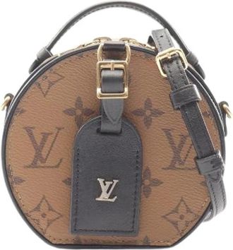 Louis Vuitton Pre-owned Mini Boite Chapeau Monogram Reverse 2way tas - Dames - Vintage Mini Tas - Bruin - ONE Size - Leer - Vintage