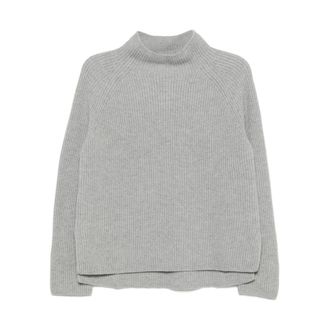 Max Mara Geribbelde trui met raglanmouwen - Dames - Truien - Grijs - Maat: L Wol