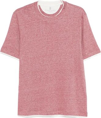 Brunello Cucinelli T-shirt con bordo a contrasto - Rosso