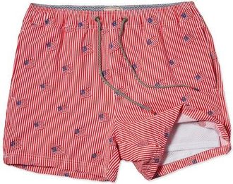 Party Pants Embroidered Stripe Party Starter 5-Inch Swim Trunks at Nordstrom, Size Xx-Large