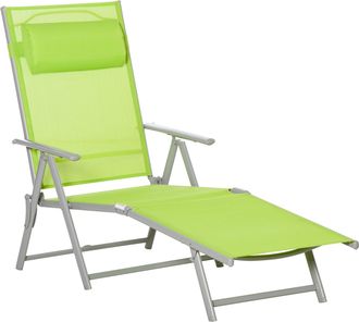 OUTSUNNY Sling Patio Reclining Chaise Lounge Garden Furniture Folding - Green | TJ Hughes