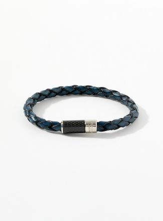 Tateossian Mens Chevron braided leather bracelet