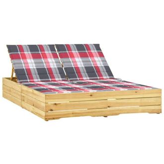 vidaXL Tumbona Doble Y Cojines Madera De Pino Impregnada Vidaxl