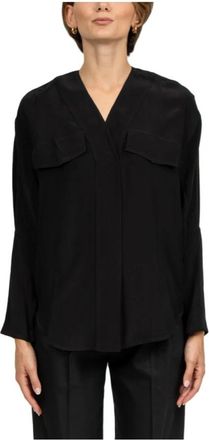 Tela Zwarte viscose lange mouwen shirt - Dames - Overhemden - Zwart - S - Overhemden