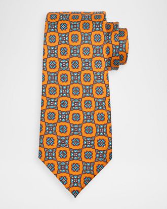 Kiton Men & apos;s Silk Medallion 7-Fold Tie