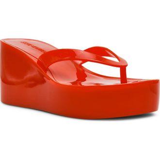 Steve Madden Jella Platform Wedge Flip Flop in Red at Nordstrom, Size 10