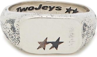 TwoJeys Elongated Sterling Silver-plated Brass Signet Ring - 16 (XS)
