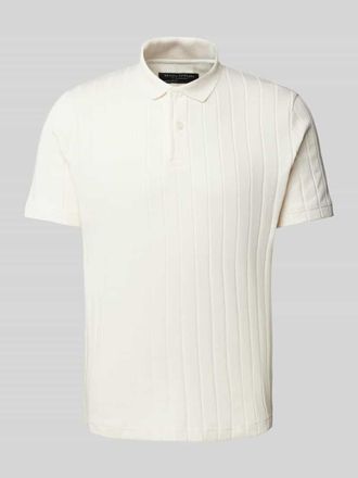 Marc O'Polo Regular Fit Poloshirt aus Baumwoll-Mix-Jersey mit breiter Rippstruktur in Offwhite, Gr&ouml;&szlig;e XXL