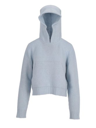 Palm Angels Blue Curved Logo Hoodie