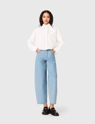 Maje Textured Balloon Jeans - Blue - Maje
