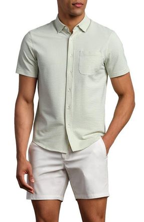 Rhone Commuter Seersucker Short Sleeve Button-Up Shirt in Cool Mint at Nordstrom, Size Xx-Large