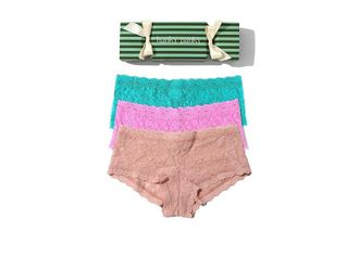 Hanky Panky Signature Lace Boyshort 3 Pack Womens Underwear Desert Rose/Vibrant Turquoise/Drifting Horizon Pink : LG, Cotton/Nylon/Spandex